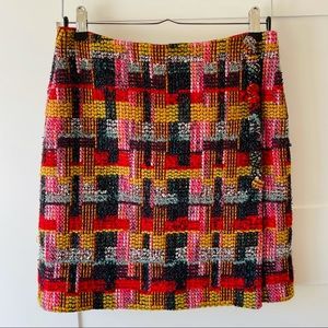 Adam Lippes Plaid Tweed Mini Wrap Skirt